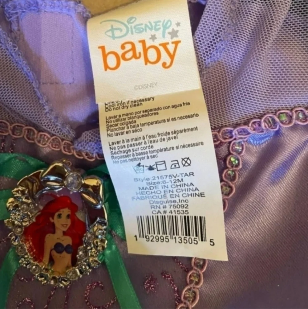 NWT Disney Baby Ariel The Little Mermaid Halloween Costume Cosplay 6-12M New
